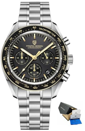Pagani Design 1701 Herrenuhr Herren Quarzuhr, Japanisches VK63 Uhrwerk, 100 Meter wasserdicht, Saphirglas Chronograph, Luxus-Sportuhr aus Edelstahl.