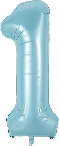 Folienballon * Baby Blau/Hellblau * Zahl 0 bis 9 als Deko für Geburtstag und Party | 80cm groß | Babyblau Zahlen Ballondeko Kindergeburtstag Babyparty, Edition: 1. Geburtstag