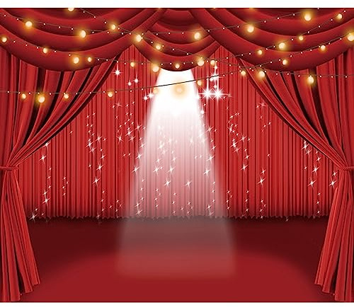 Renaiss 2.5x1.8m Tenda rossa sfondo del palcoscenico Teatro Palcoscenico Spotlight Fotografia Sfondo Festa di compleanno Festival Celebrazione Decor Vinile Foto Studio Video Puntelli