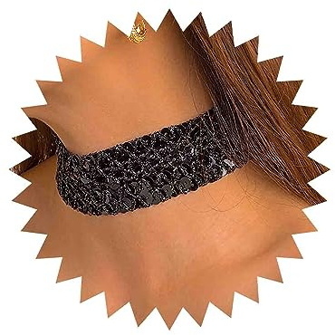 TseenYi Punk Schwarz Pailletten Halskette Fischschuppen Pailletten Breite Halskette Gothic Schwarz Mesh Halskette Spitze Samt Halskette Luxus Dicke Kurze Kragen Halskette Schmuck Für Frauen Mädchen