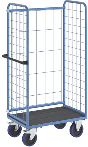 eurokraft | Etagenwagen | mit 3-seitigen Gitterwänden | Ladeflächen-LxB 940 x 630 mm | 1 Etage