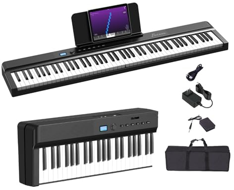 OYAYO Upgraded Folding Piano Keyboard, 88 Key Full Size Semi Weighted Keyboard Support MIDI and Bluetooth, Portable Foldable Keyboard Piano with Sustain Pedal and Piano Bag, Best Gift for Beginner