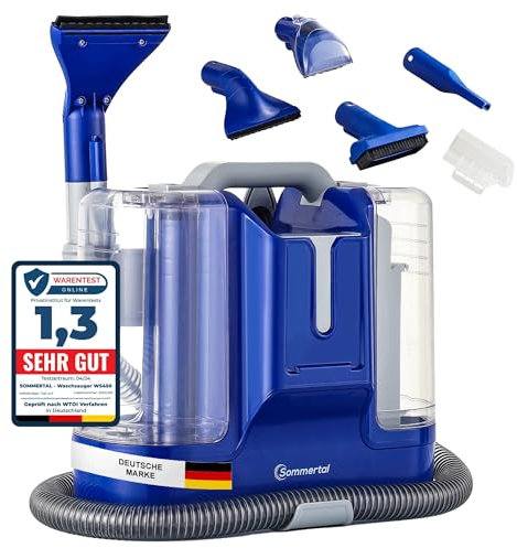 SOMMERTAL MultiCleaner WS450 5in1 Gerät für Teppiche, Treppen, Polster, Sofa, Auto, Tiere, Flecken, Leistungsstarker 450w Motor, Waschsauger, mit Zubehör, Selbstreinigung