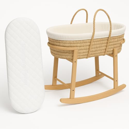 BUY ALL HERE Kindermatratze aus Schaumstoff, dick, super weich, oval, doppelseitig, abnehmbarer und waschbarer Bezug, hergestellt in Großbritannien (75 x 32 x 4 cm)