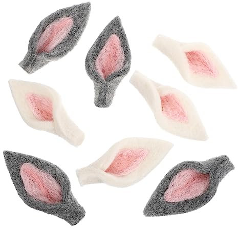 SHINEOFI 1 Satz 8st Kaninchenohr-zubehör Plüsch Hasenohren DIY Osterdekorationen Hasenohren Kostüm Häschen-Pferdeschwanz-Halter Hasenohren Spielzeug Weiß Tier Filzstoff Kind Stirnband