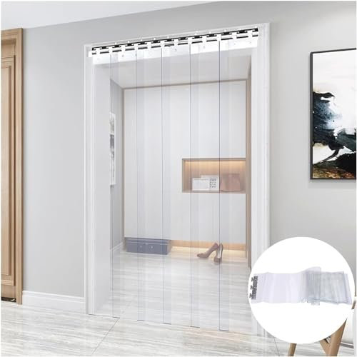PVC Strip Curtain, Insect Protection Curtain, Length 180 cm - 300 cm, Thickness 1.3 mm - 3.3 mm, Transparent Door Curtain, Waterproof, Windproof, Dustproof, PVC Slat Curtain, Balcony Door (Colour: