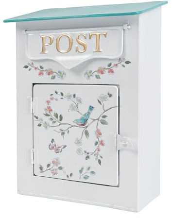 Z² BellaDecor brevlåda vintage shabby brevlåda antracit retro postlåda lantlig stil metall väggbrevlåda antik stil nostalgisk trädgård utomhusdekoration