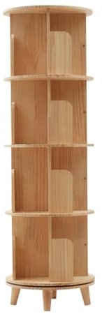 YGLEEULI Drehbares Bücherregal Drehbares Bücherregal mit 4 Ebenen, bodenstehendes Bücherregal aus Holz, modernes, um 360 ° drehbares Aufbewahrungs- und Präsentationsregal, Eck-Buch-Organizer
