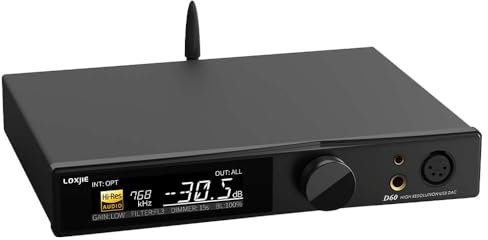 LOXJIE D60 Kopfhörer-Verstärker-Decoder, HiFi-Audio, Bluetooth 5.1, 6,35 mm/4,4 mm Kopfhöreranschluss, XLR-RCA-Ausgänge, THD+N, -125 dB, unterstützt LDAC aptX-HD AAC SBC mit Fernbedienung (schwarz)