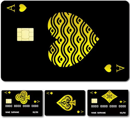 CREATCABIN 4Stück Kreditkarten Skin Debitkarten Aufkleber Spielkarten Kreditkarten Dekors Wasserdicht Abnehmbar Bankkartenschutz RFID Blockierender Aufkleber Abdeckung Für Kreditkartenhalter 5.4x8.6cm