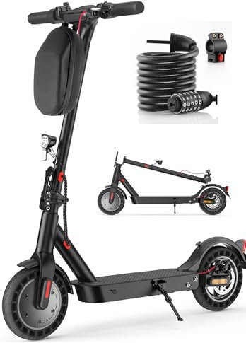 E Scooter mit Straßenzulassung, 10 Zoll, Max 40km Reichweite 20km/h, Komfortable Stoßdämpfung, Elektro Scooter bis 120kg, APP-Verbindung, LED-Display, Duales Bremssystem Elektroroller für Erwachsene