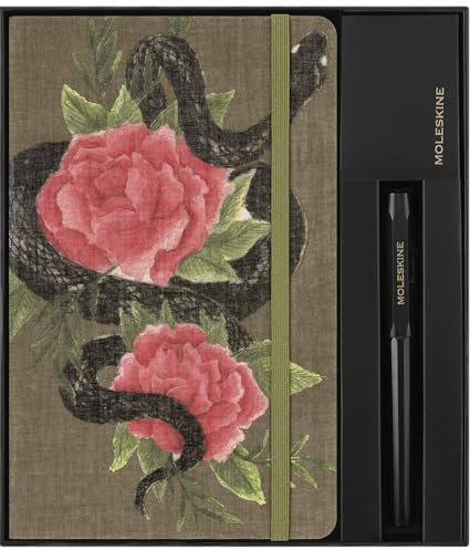 Moleskine Cofanetto da Collezione Anno Del Serpente, con Taccuino Large A Righe, Penna A Sfera Kaweco Nera, Adesivi e Buste Portafortuna in Scatola Riutilizzabile, Collezione Anno del Serpente