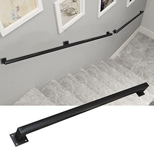 Rutschfeste schwarze Handläufe für Treppen, industrielle Metall-Wandhandläufe mit Beschlägen, für Innen- und Außenbereich, Dachbodengeländer für Korridorunterstützung, 30 x 600 cm Länge, komplettes