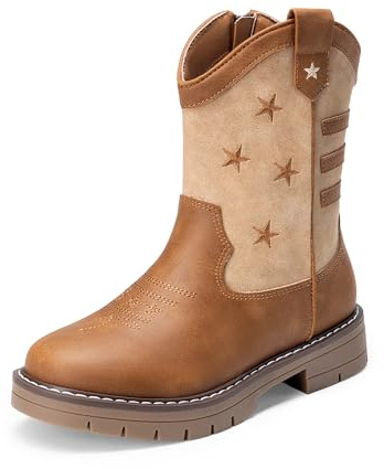 DREAM PAIRS KIDS Classic Western Boots | Classic Western Look, Sturdy Upper Durable, Reliable Grip Play, Pull-On Independent