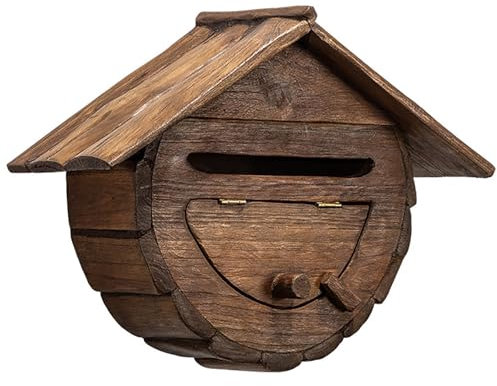 YCYRF Cassetta Postale da Parete in Legno in Stile Tailandese, Cassetta Lettere Sospesa per L'arredamento della Casa, Cassette Postali con Serratura a Bullone in Legno per Lettere 42x15x31cm