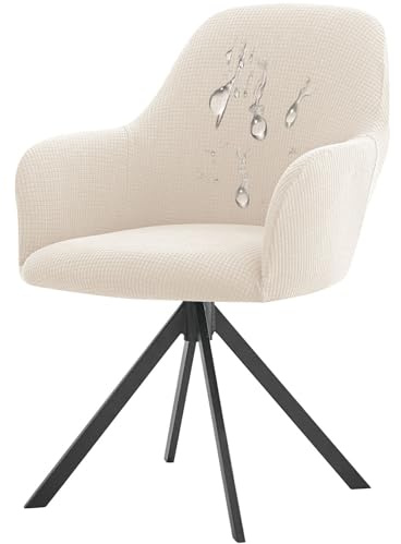 CLGTY Stretch Stuhlhussen mit Armlehnen für Esszimmer-Weiß-1 Stück | Wasserabweisend Modern Hussen mit Elastischem Boden, Waschbar Sesselbezug für Buffetparty Dekorative