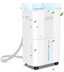Deshumidificador con Manguera de Drenaje, [8L/Día] Homtronics Silencioso Deshumidificador con Pantalla LED, 3 Modos de Deshumidificación y Temporizador, para Cuarto,Sótano,Baño,Armarios, Autocaravanas
