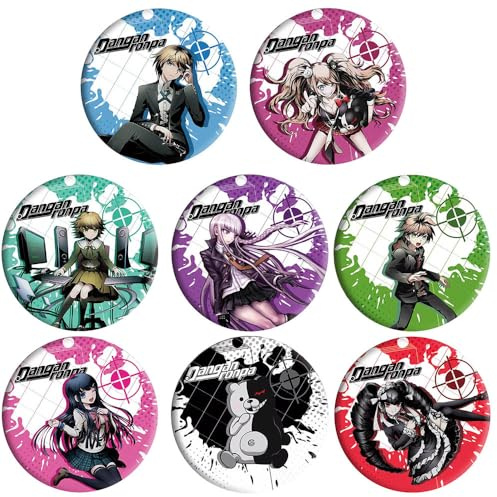 8 Pcs Danganronpo Tinplate Badge Anime Figure Brooch Cool Pins, Metal, Danganronpo Cosplay Accessories