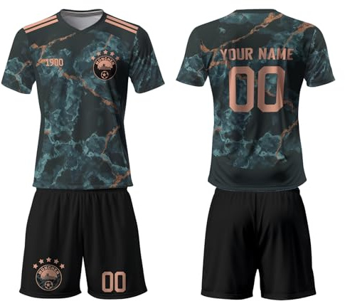 Generisch Personalisierte Fußball Trikot-Set – 24/25 Trikot Geschenk für Kinder, Herren & Damen – Mit Namen, Nummer & Wunschmotiv – Fantrikot‑Set aus 100 % Polyester – atmungsaktiv
