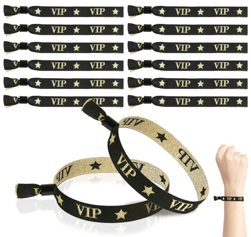 VIP Einlassbänder Stoff, 30 Stück Verstellbare Eintrittsbänder | VIP Bändchen Schwarze Goldene für Partys Konzerte Geburtstag Hochzeit Vergnügungsparks
