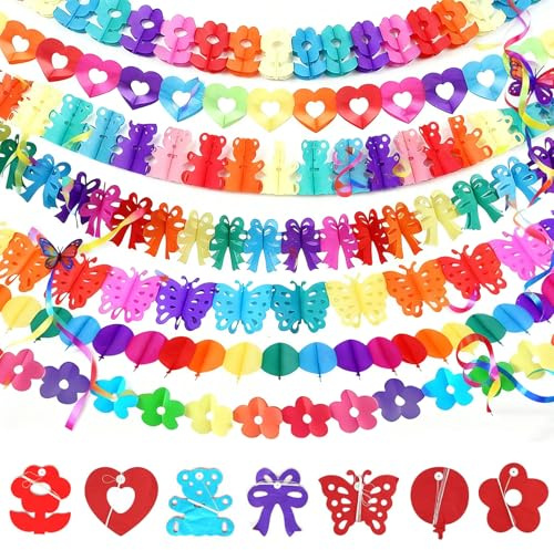 yivom 7 Pezzi 3 M Decorazioni Carnevale da Appendere, Ghirlanda di Carta Multicolore, Festoni Carnevale per Compleanno Carnevale Matrimonio Party Decoration