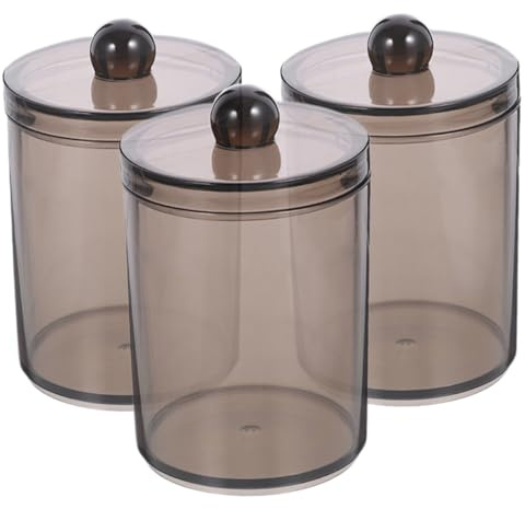 YOSADIER Contenitore Porta Cotton Fioc con Coperchio Set da 3 Scatole Trasparenti Nere per Bagno e Organizzazione Trucco Custodia Multiuso per Dischetti di Cotone e Accessori Casa