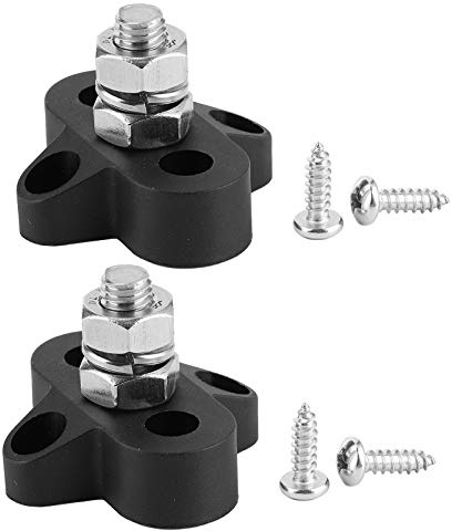 Lot de 2 goujons de distribution d'énergie, borniers robustes pour camions, camping-cars, bateaux, goujons d'alimentation négative M8 avec base en nylon renforcé de fibre de