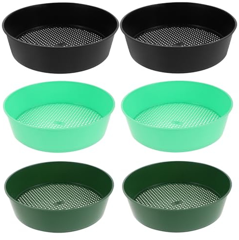 iplusmile Lot de 6 Tamis à Terre en Plastique 35 CM Tamis de Jardin Multifonction pour Compostage et Tamisage du Sol Couleurs Assorties pour Balcon Jardin et Plantation Extérieure