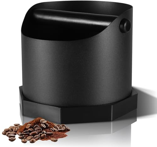 Behållare för kaffesump, 1 600 ml rostfritt stål kaffe knackar med avtagbar stång och halkfri bas, 14,5 × 14,5 × 13 cm Knock Box Lämplig för kaffemaskinstillbehör (matt svart)
