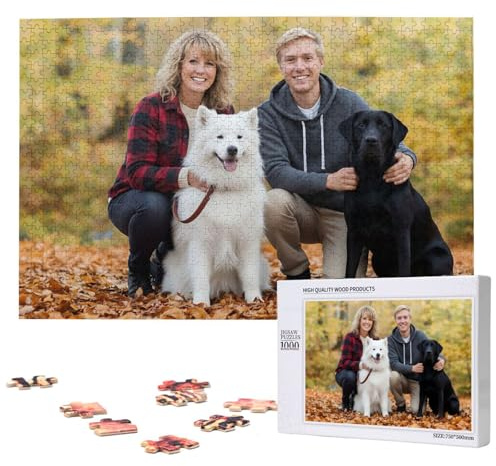 Individuelles Puzzle aus Fotos, personalisierte Holzpuzzles für Erwachsene, 300, 500, 1000 Teile, einzigartiges individuelles Fotogeschenk für Geburtstag, Jahrestag, Weihnachten, Hochzeit und Familie