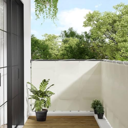 Balkon-Sichtschutz Creme 120x800 cm Polyester-Oxford, UV-beständig wasserfest Winddicht Blickdicht, Markise Outdoor Terrassenüberdachung Schattentuch Sonnenschutz Terrasse Sonnensegel