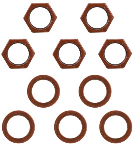 5 Set of Guitar Jack Nut and Washer, Alloy Thread 3/8 Input Output Jack Nut and Washers Replacement Parts for Electric Guitar Bass All Types Sockets(Red Bronze Color)
