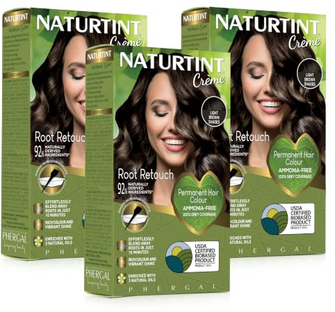 Naturtint (3 PACK) Root Retouch Creme Shades Light Brown, 45ml