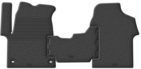Gledring Set tapis de caoutchouc compatible avec Citroen Jumpy / Peugeot Expert / Toyota Proace 2016- & Opel Vivaro Cargo 2019- (G profil 3-pièces + clips de montage), noir