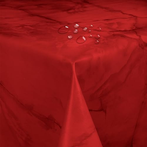 Wachstuch Wachstischdecke Tischdecke Breite und Länge wählbar abwaschbare Gartentischdecke Lack Marmor Rot 130 x 160 cm Eckig