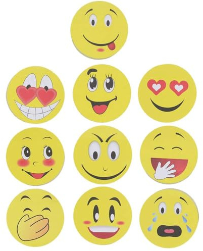 Emotion Haftnotizen, niedliches Smile-Gesicht, selbstklebend, entfernbar, 10 Blöcke - 10 Blatt pro Block 10 Stück