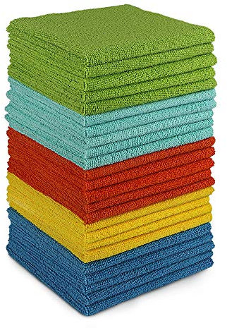 AIDEA Lot de 24 Chiffons de Nettoyage en Microfibre, Torchons Lavette Microfibre Ménage Plus Doux, Plus Absorbants, Non Pelucheux, pour Maison, Cuisine, Voiture, Cenêtres e Vitre 30 x 30cm