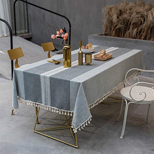 Flei Tischwäsche 70x110cm, Baumwollleinen Tischdecke, Waschbare Anti Falten Hitzebeständig Feuchtigkeitsbeständig, Für Deko Hochzeit Hotel Restaurant Cafe Gastronomie - Grau