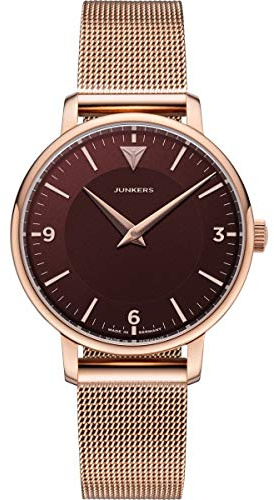 Junkers Therese Damen Analog Quarz Uhr Edelstahlarmband rosé rot 9.25.01.10.M