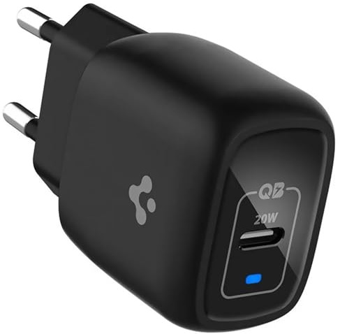 Spigen Chargeur USB C 20 W PD - Chargeur Rapide USB C GaN - Compatible avec Pixel 7a, iPhone 15 14 13 12 Plus Pro Max Mini SE 11 X XS XR 8, AirPods, iPad Air 4, Steam Deck et Plus Encore