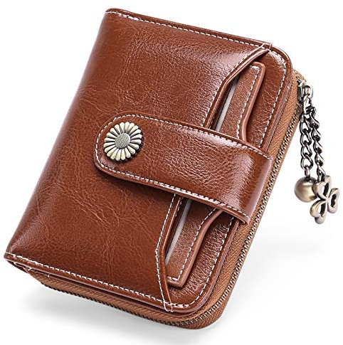 SENDEFN Geldbörse Damen Klein,Geldbeutel Frauen Leder, mit Münzfach Kleines Zipper Brieftasche Kartenhalter mit RFID Blocker