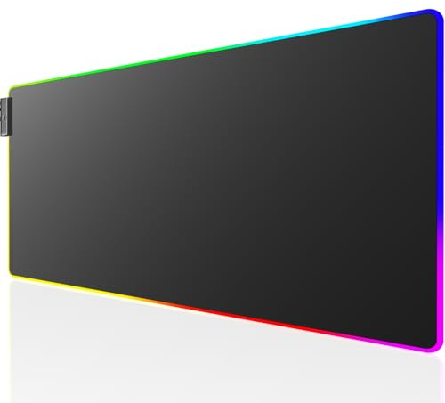Ktrio RGB Large Gaming Mouse Pad with Stitched Edges, LED Extended Mousepad with Superior Micro-Weave Cloth, Non-Slip Base, Water Resist Keyboard Pad, Desk Mat for Gamer, Office & Home, 31.5 x 11.8 in