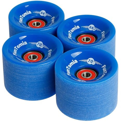 FunTomia 4 Stück Longboard/Skateboard Rollen (Big Wheels) in 70x51mm 86A inkl. ABEC-9 Kugellager