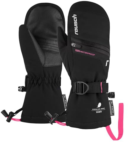 Reusch Ski-Fäustlinge Kinder | extra warm mit Daunenisolierung | Softshell | wasserdichte & atmungsaktive Winterhandschuhe, für Ski & Outdoor, Größe 4-6,5, Lando R-TEX XT Junior Mitten