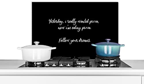 Credence Citations - Hier, je voulais vraiment de la pizza - Proverbes - Amateur de pizza - Fast food Fond de hotte 70x50 cm Credence aluminium Plaque inox de cuisine