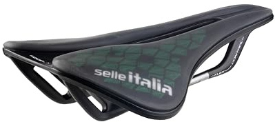 Selle Italia MODEL X LEAF - Sella Bici Green 100% Sostenibile, Bicicletta da Strada Corsa Comoda in Gel e Foro Superflow - Nero/Verde