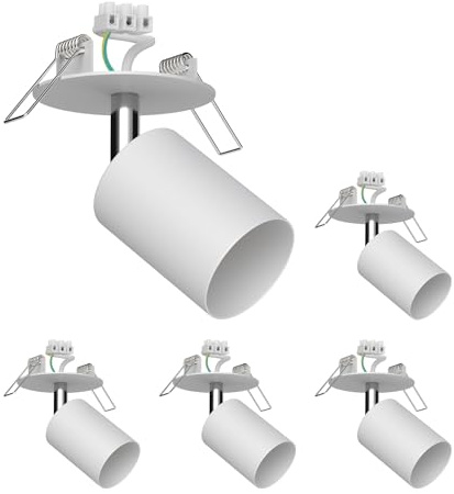 ledscom.de 5x Deckeneinbauleuchte WAIKA, schwenkbar, weiß matt, rund, 80mm Ø, 1x GU10 max. 15W