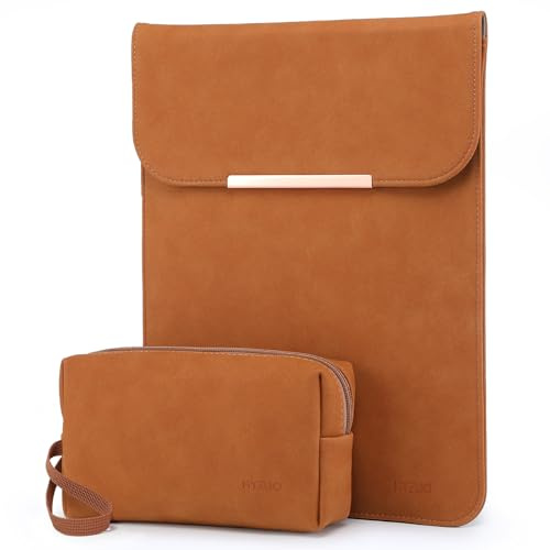 HYZUO 13 Inch Laptop Sleeve Compatible with 2025-2018 MacBook Air 13 M4 M3, MacBook Pro 13, 13 iPad Pro/Air M4-M2 2025 2024, Surface Pro 11-9, Faux Suede Leather Case with Accessory Bag, Brown