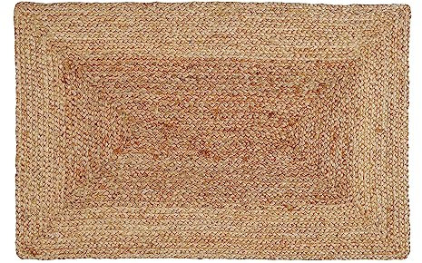 Limecasa Alfombra de yute, alfombra reversible trenzada natural tejida a mano para sala de estar, cocina y entrada, decoración rústica de granja, tapete de arpillera de yute, color lino natural, 24 x