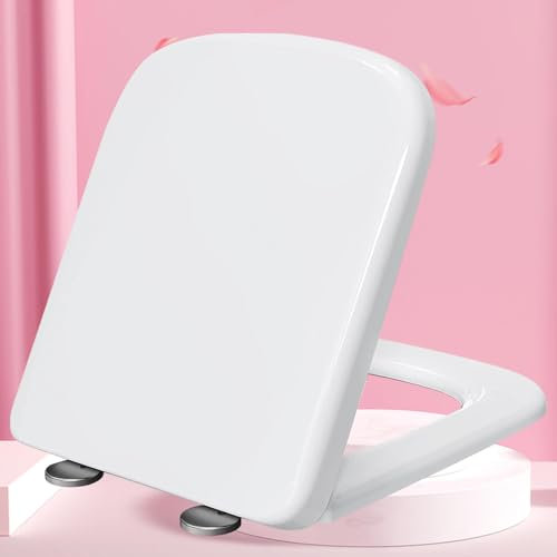 Wc Sitz mit Absenkautomatik Antibakteriell Toilettendeckel Familien Klobrille Quick Release Easy-Clean-Funktion Wc-Sitz mit Schnellverschluss für Reinigung,white-34 * 45cm